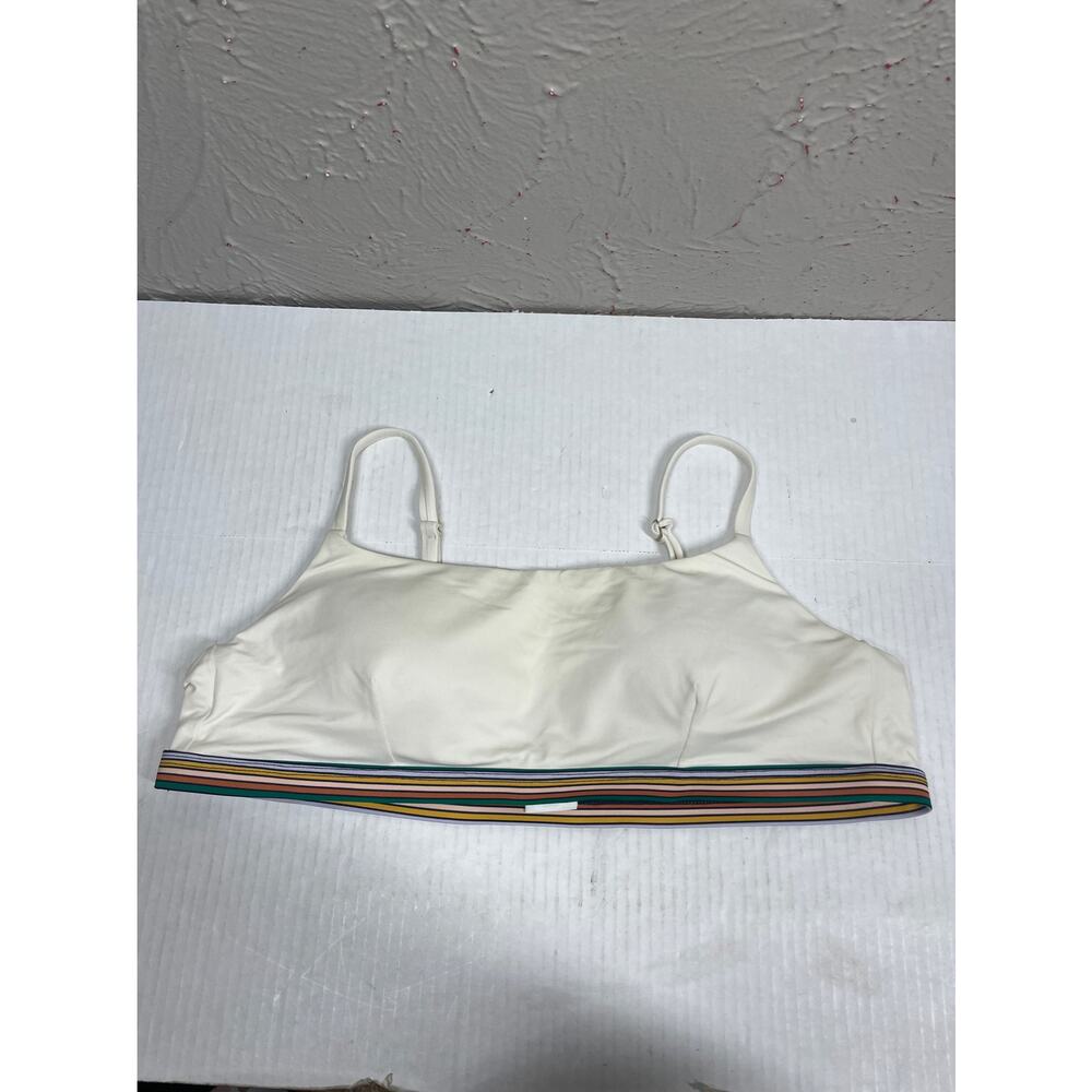 Madewell Second Wave Rainbow-Trimmed Sport Bikini Top size Large